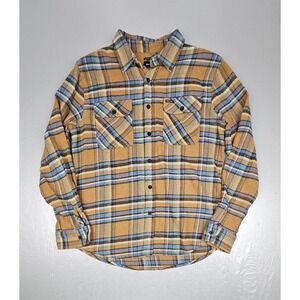 Brixton Flannel Button Up Shirt Mens Medium Brown‎ Plaid Flannel Long Sleeve